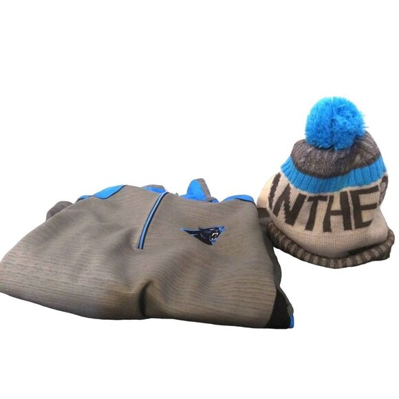 Antigua Carolina Panthers Golf Jacket Mens Size Medium 1/4 Zip Pullover And Hat - Picture 2 of 7